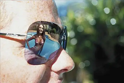 女青年,反射,墨镜