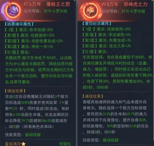 魔鲸王——适合输出武魂,给攻速高的输出武魂更适合.