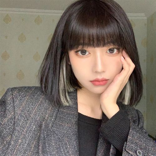 假发漫画自然bobo挑染刘海网红发型染发挂耳日常整顶假发