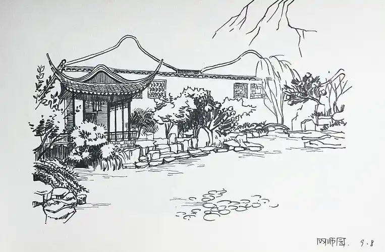 江南园林速写1.
