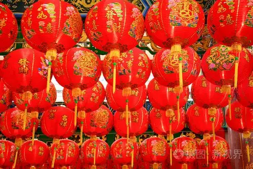 在中国农历新年春节期间红灯笼