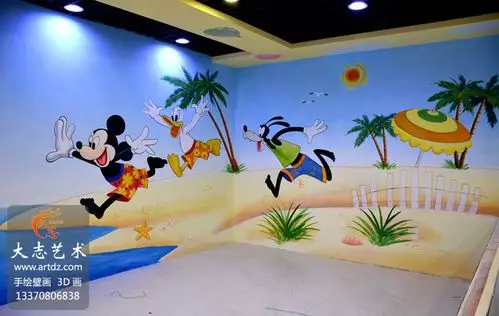 [卡通画]济南商场儿童乐园卡通画墙体彩绘|潍坊游乐园儿童画手绘壁画
