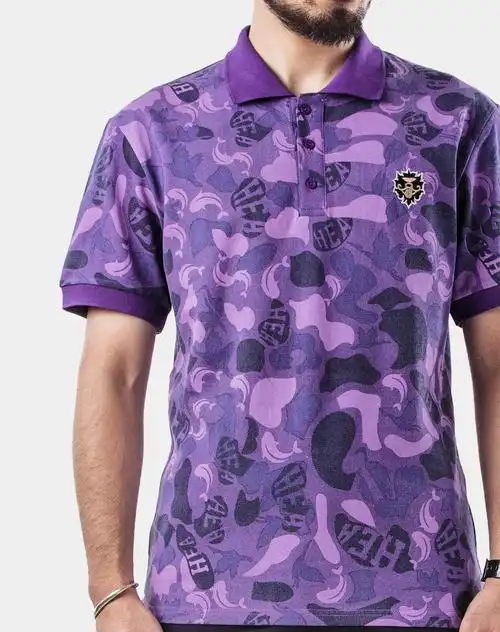 男款紫色短袖polo衫 休闲百搭