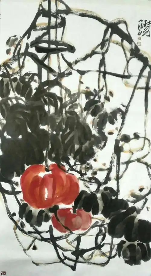 心静方可取意杜未的大写意花鸟画