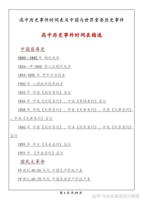 中国与世界重要历史事件