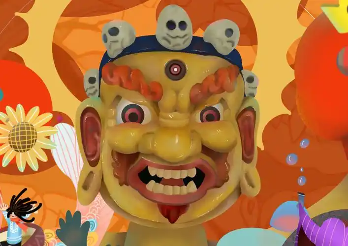 戏剧插画一藏戏面具贪嗔痴