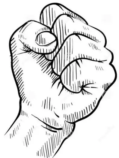 紧握的拳头黑板粉笔简笔画