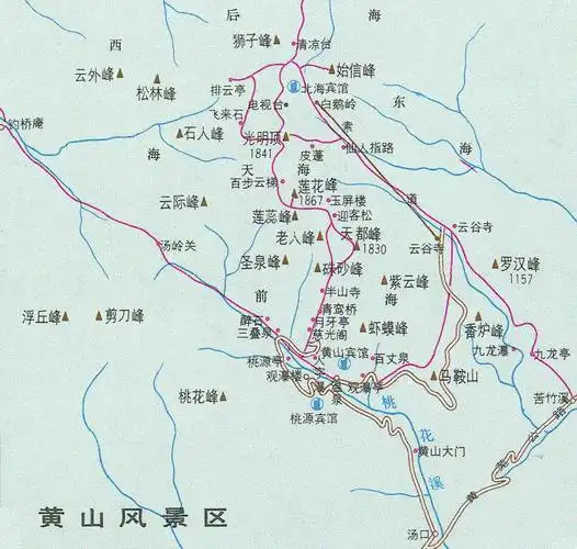 黄山位于安徽省黄山市.景区面积154平方千  米.