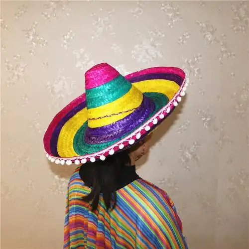墨西哥草帽狂欢万圣节舞会表演彩色名族风情男女帽子