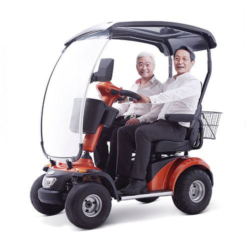 老人代步车双人带棚斯途玛d20接送孩子四轮电瓶助力车老年电动车