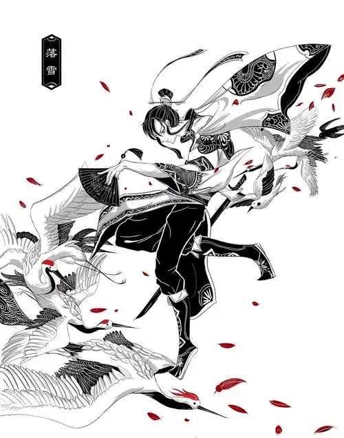 6月插画——黑白古风插画