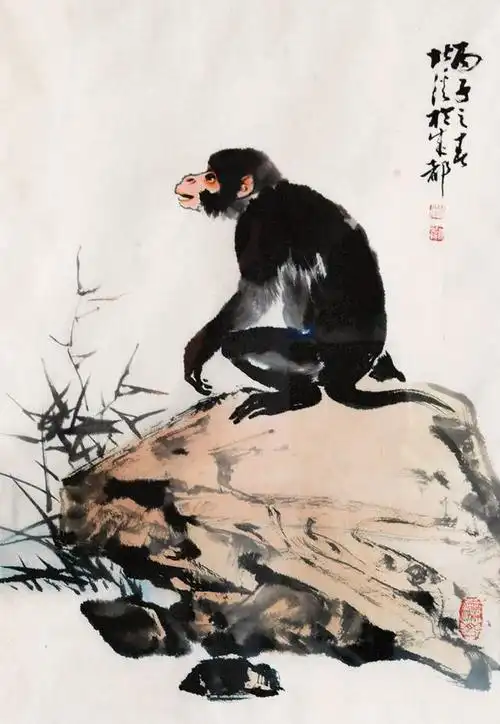 巴蜀一杰周北溪国画猴作品