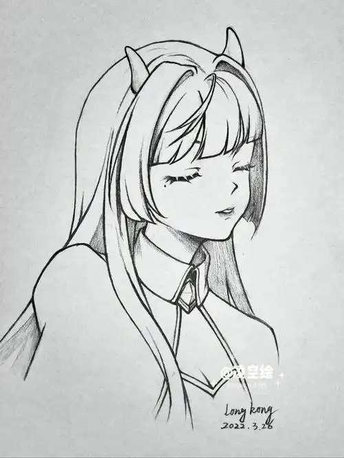 舒服动漫画少女人物头像手绘线稿绘画教程