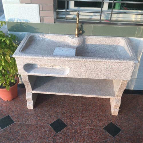 洗衣石头洗衣盆大理石池带搓衣阳台整石家用石材盆台一体成型式台盆