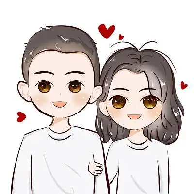 卡通情侣头像q版插画素材卡通女孩q版可爱商务头像插画ai矢量人物卡通