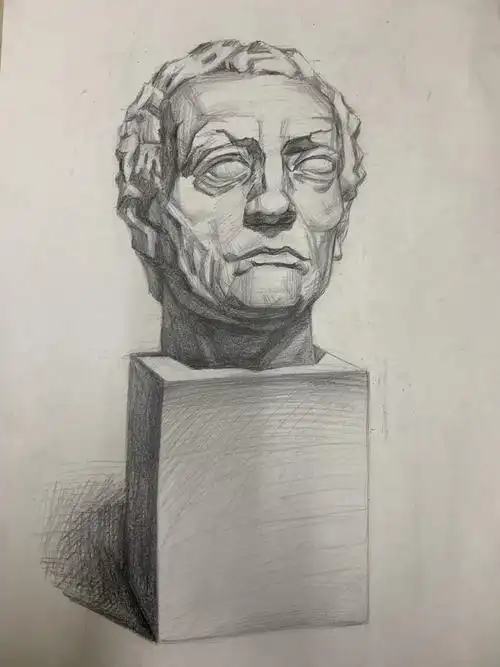 2019(12.21) 初中素描教学《塔头石膏像临摹》