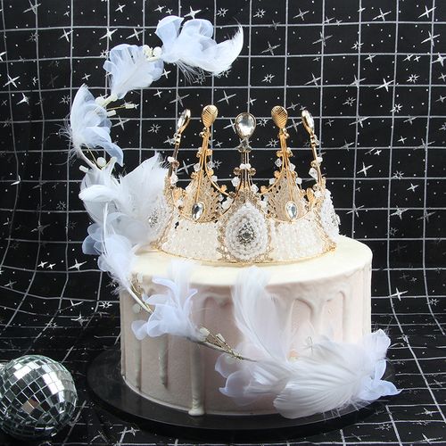 ins风网红款小清新时尚创意珍珠羽毛蛋糕装饰插件生日派对烘焙