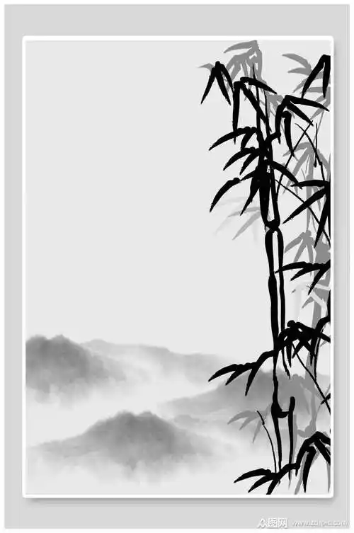 水墨山水竹子背景素材模板下载-编号1940955-众图网