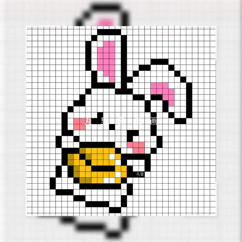 小兔子像素画图纸.#教你画像素画 #像素画 #方格画 #像素 - 抖音