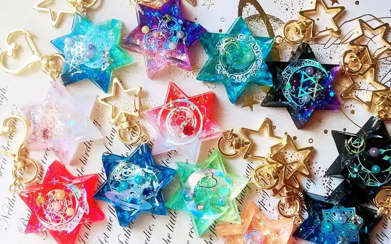 【滴胶】丨六芒星魔法阵闪亮挂件丨 滴胶手工小物制作