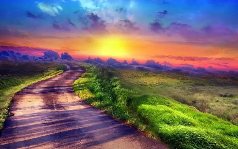 山间小路唯美风景