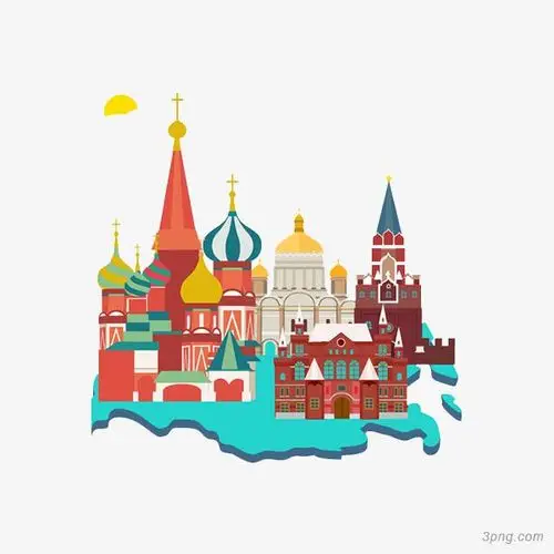 城市古堡建筑png素材透明免抠图片卡通手绘