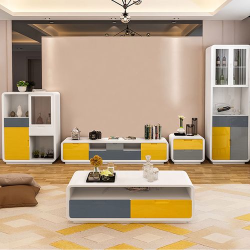 北欧拼色电视柜茶几组合套装现代简约客厅家具小户型电视机组合柜
