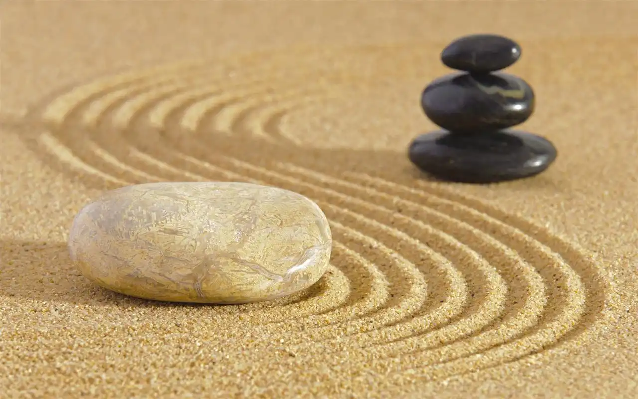 沙子鹅卵石太极设计创意素材背景桌面壁纸下载