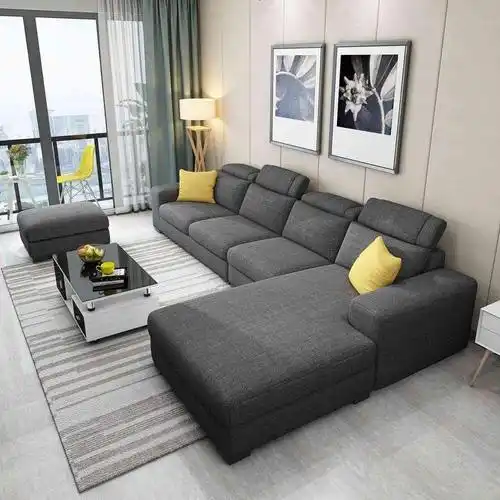 新款布艺沙发简约现代日欧式大小户型客厅沙发l型组合整装可拆洗