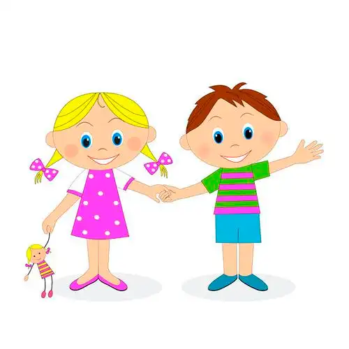 小男孩,女孩,握手,摆动,插画,矢量_高清图片_全景视觉