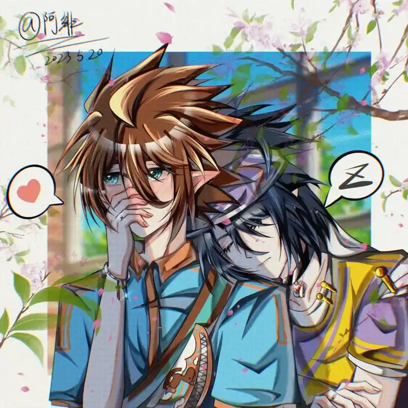 画画小情侣#凹凸世界 #雷狮#安迷修#安雷#procreat - 抖音