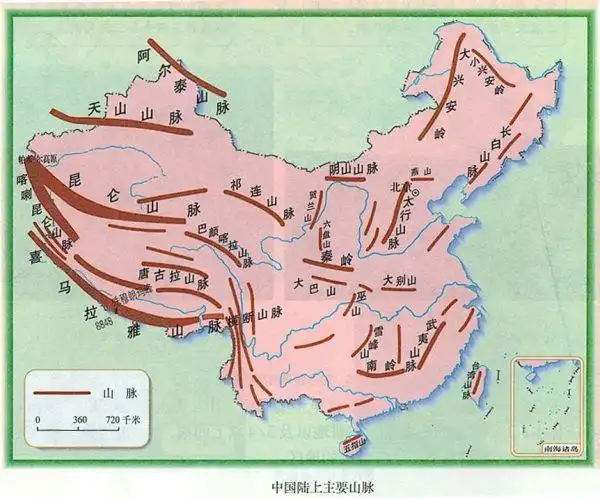 中国地形图高清可放大陆地界线与海岸线粗细有区别