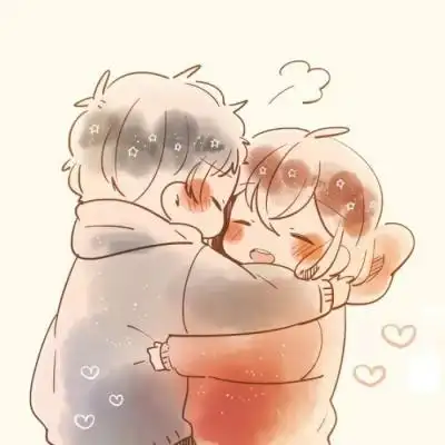 卡通情侣头像一男一女两张我愿对你付今生