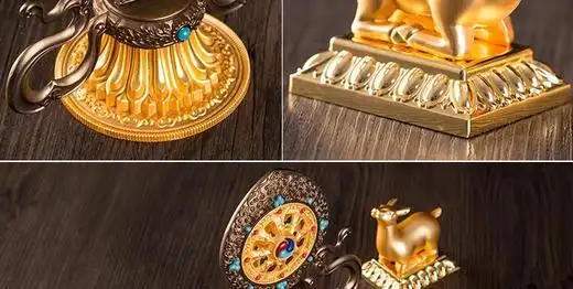 合金精品双鹿轮王七政宝藏传佛教用品密宗法器转法轮佛堂摆件大号