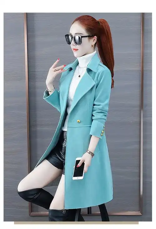 女士风衣中款春天女士休闲衣服外套绒风衣女士中长款小个子大衣2020