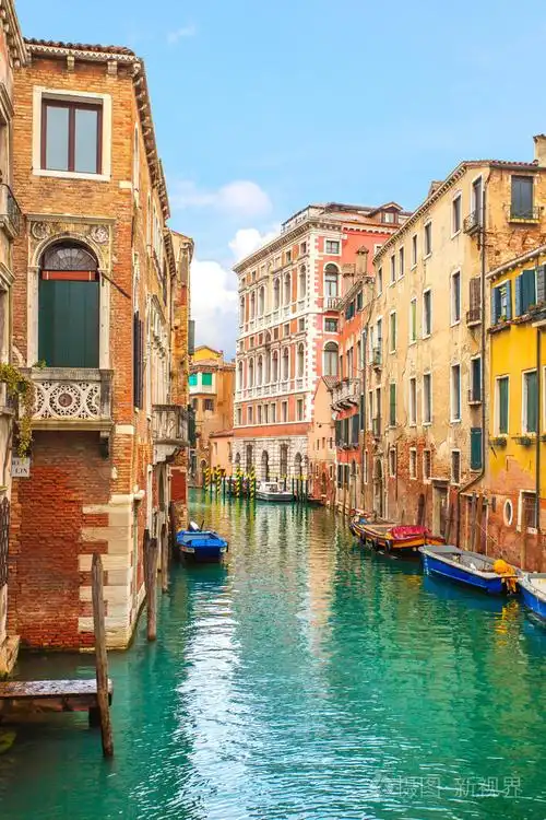 威尼斯城市景观, 水运河和传统建筑.意大利