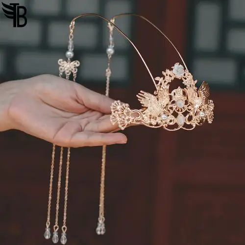 古风流苏步摇发冠古代cos女古装束发魏晋风头饰头冠配饰汉服发饰