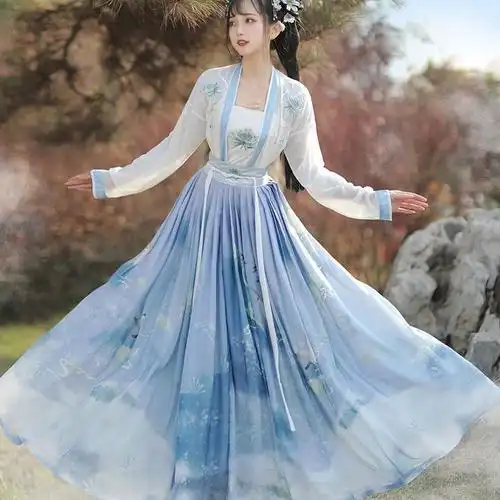 花魂裳影新款汉服新款齐腰刺绣印花襦套装裙合作款-阿里巴巴