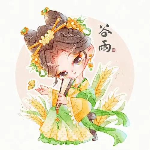 二十四节气拟人插画谷雨