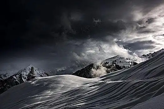 雪,山景,生动,亮光,乌云,布雷根茨,树林,奥地利,欧洲