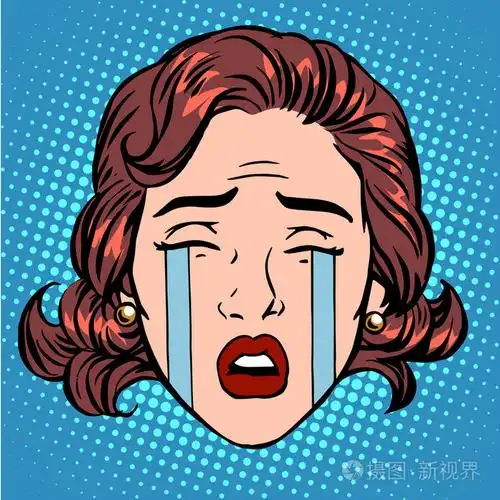 复古哭泣悲伤的女人脸上的表情眼泪