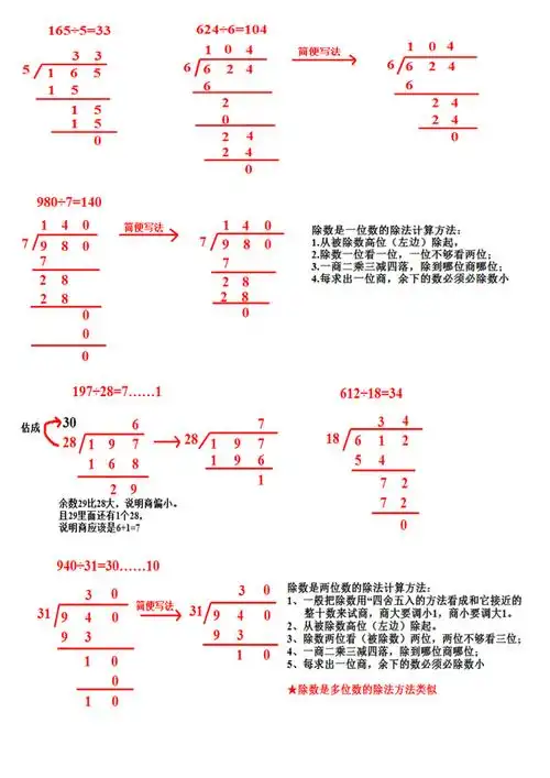 小学数学列竖式计算方法汇总(除法竖式的正确顺序) - 冷求网