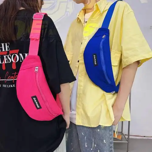 时尚休闲运动情侣腰包男女同款轻便斜跨胸包户外跑步骑行背包批发