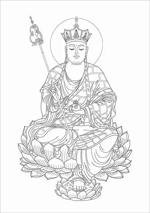 线描地藏王菩萨佛像图片