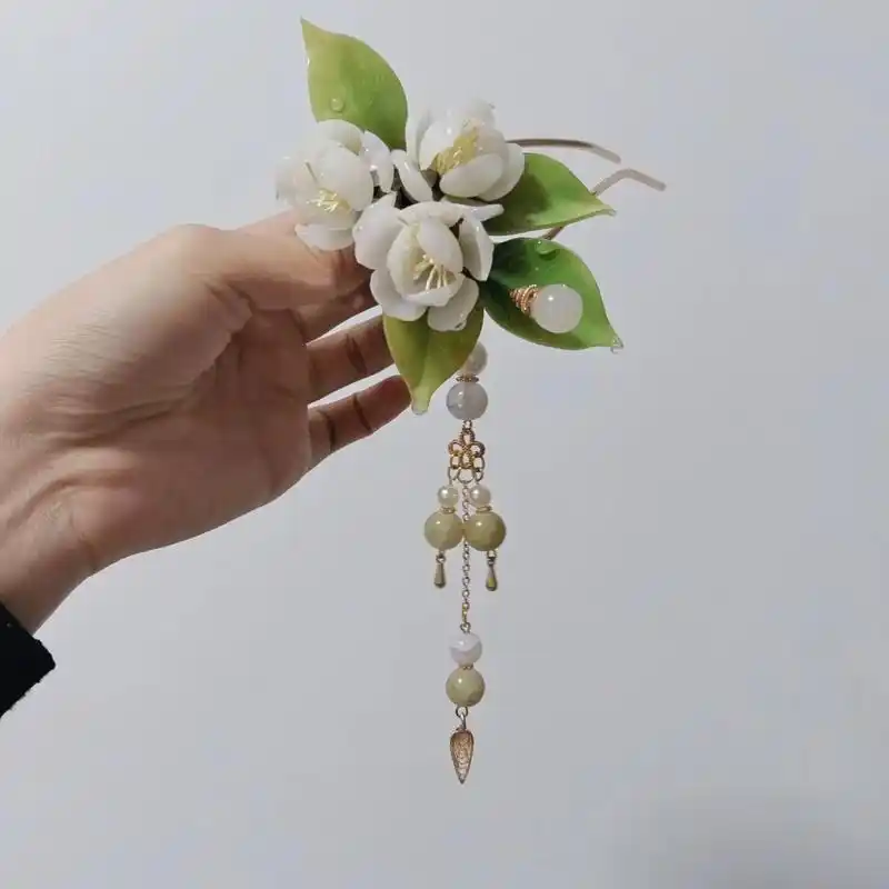 热缩 #发簪 #古风发饰 #茉莉花 #汉服发饰 - 抖音