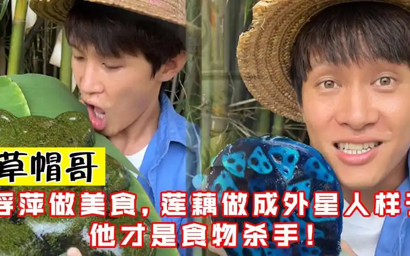 吃货草帽哥:浮萍做美食,把莲藕做成外星人样子,他才是食物杀手
