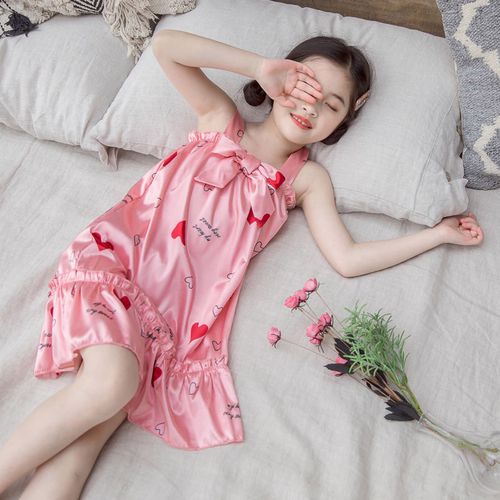 女童睡裙吊带裙夏季冰丝儿童睡衣女孩公主韩版公主宝宝薄款家居服