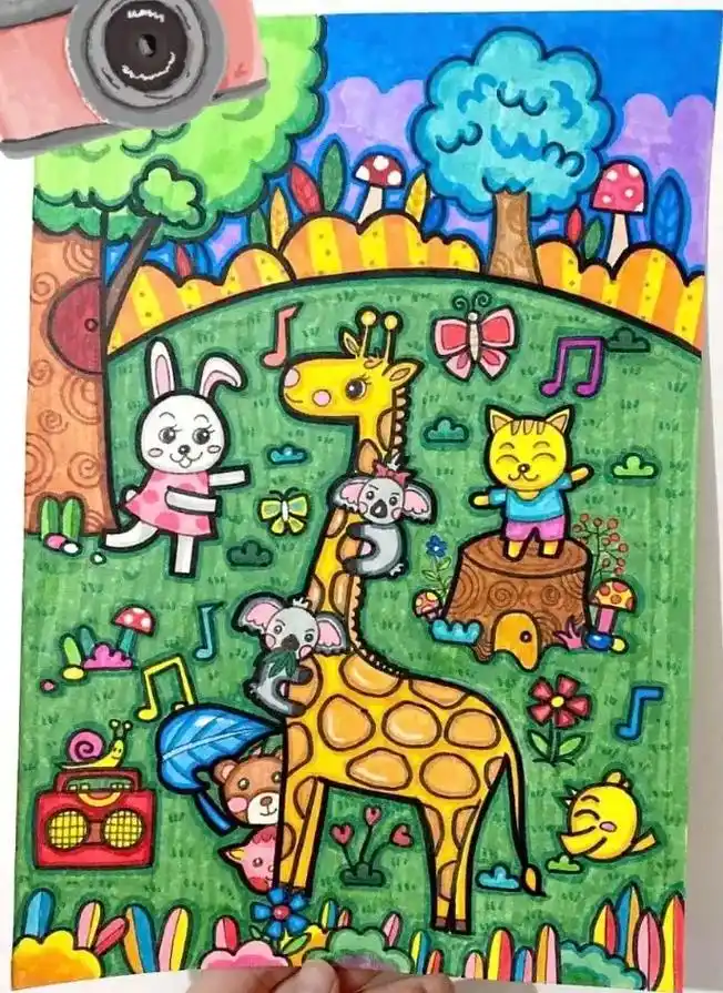 儿童简笔画家里有宝宝的替孩子收藏起来吧.儿童画创意画动物园 - 抖音