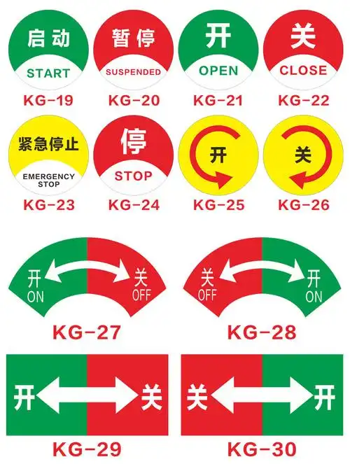 开关标识贴旋转开关方向指示标识贴纸箭头方向大小指向贴纸指示机械设