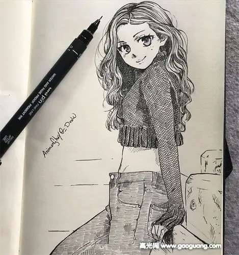 人物插画手绘线稿,插画手绘线稿临摹图片